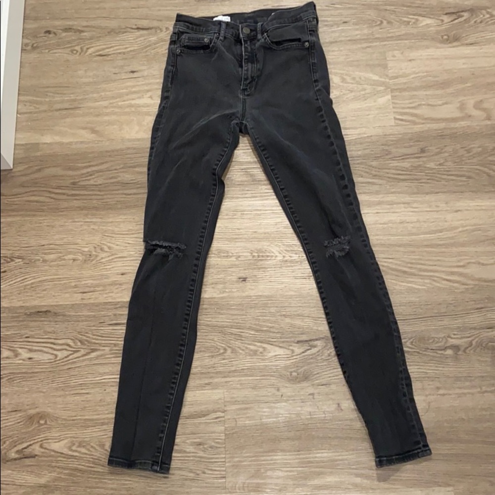 Black high waisted distressed skinny jeans